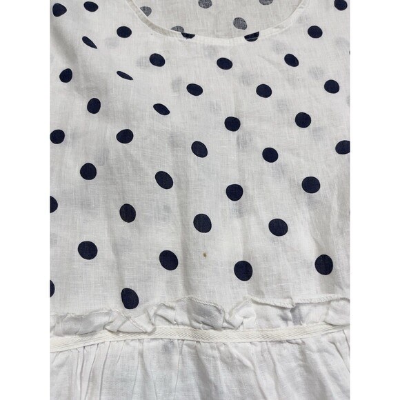 100% Lin Blanc Polka Dot Linen Dress. Size: 54 L/XL - Picture 10 of 10